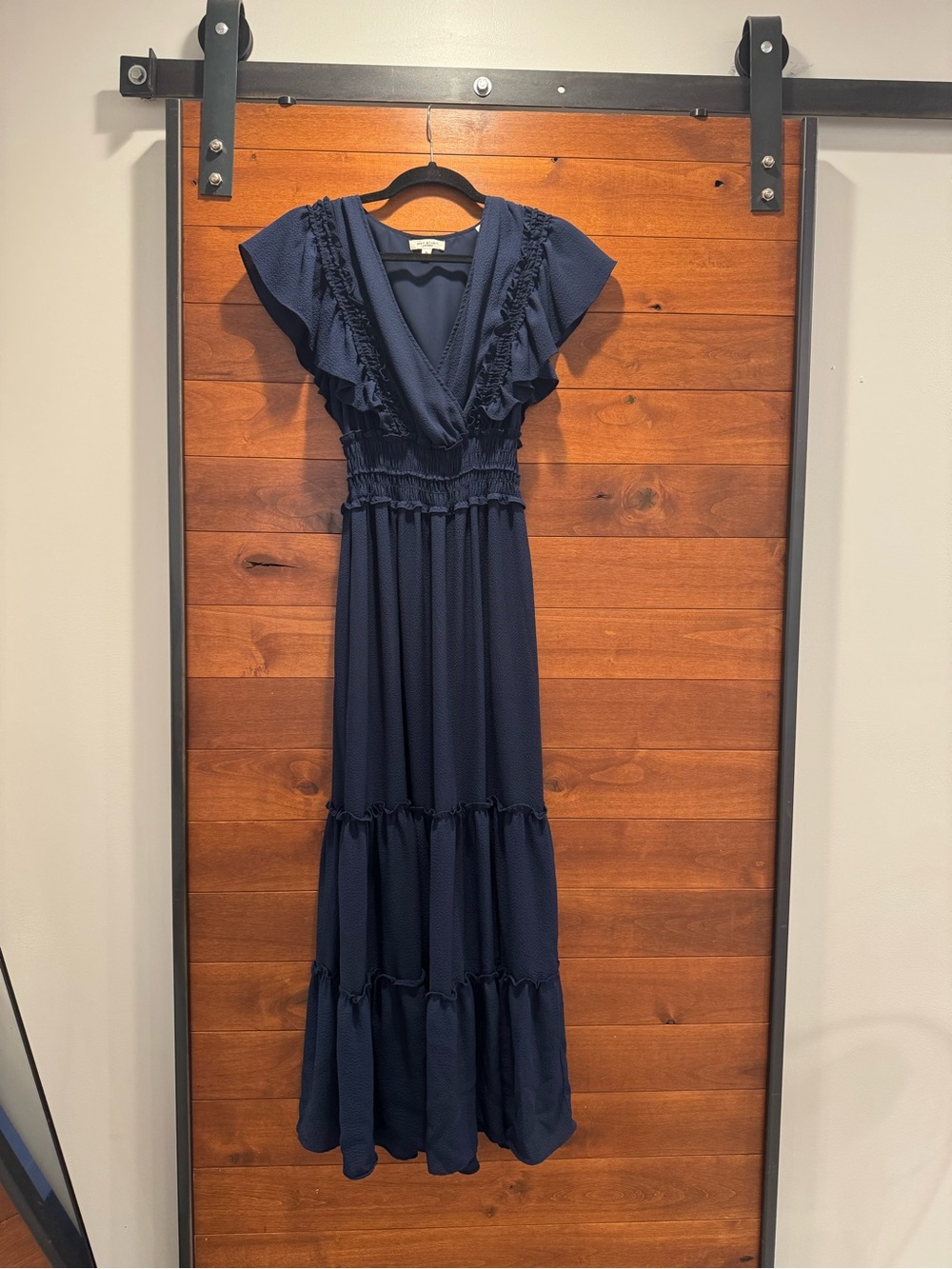 Navy Ruffled Maxi Dress